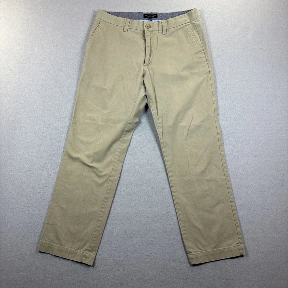 Banana Republic‎ Pant Men's 33x30 Emerson Straight Chino 100% Cotton Khaki Brown